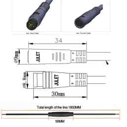 Waterproof Cable Julet Electric Cables 2/3/4/5/6/7Pin Connector for Ebike Light Throttle Ebrake Display Ebike Parts Extend