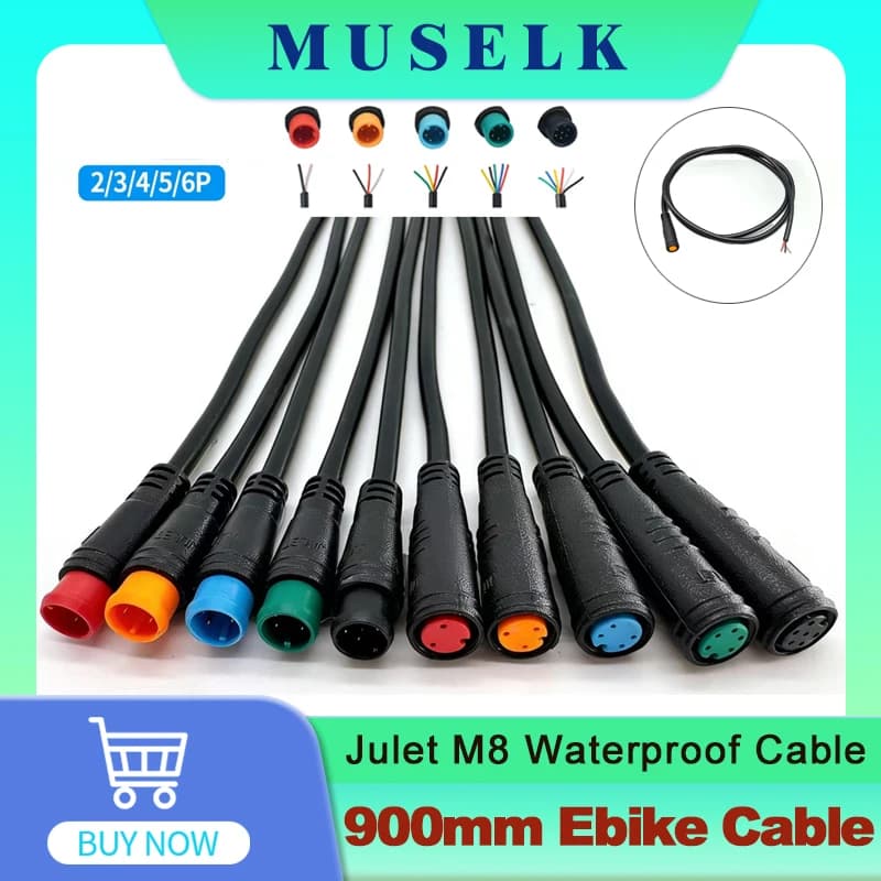 Waterproof Cable Julet Electric Cables 2/3/4/5/6/7Pin Connector for Ebike Light Throttle Ebrake Display Ebike Parts Extend