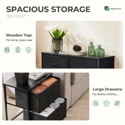 JHK Living Room Cabinet Layers Set of 2 Fabric Drawers Beside Nightstand Table Closet Chest Clothes Display Cabinet Of Furniture