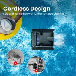 Cordless Robotic Pool Cleaner, Pool Vacuum for Inground Pools with 4 Motors, Wall & Waterline Cleaning, 300min Battery Life