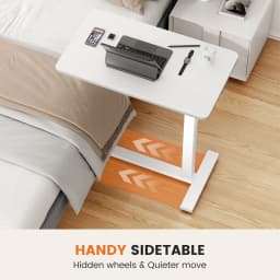 JHK Overbed Bedside Sofa Table with Hidden Wheels Adjustable Height Home Use Bed Table Laptop Mobile Standing Desk For Bedroom