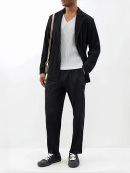 Miyake Pleated Blazers Business Casual Lined Blazer Top Fashion Suit Slim Fit Coat High Quality Jacket