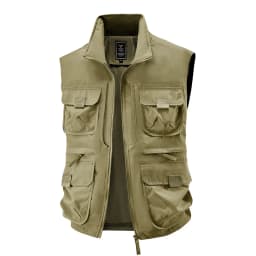 2025 Men's Outdoor Tooling Multi-Pocket Casual Outdoor Fishing Large Size Vest with Vertical Collar Breathable Quick-drying Vest