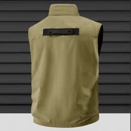 2025 Men's Outdoor Tooling Multi-Pocket Casual Outdoor Fishing Large Size Vest with Vertical Collar Breathable Quick-drying Vest