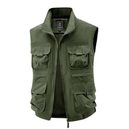 2025 Men's Outdoor Tooling Multi-Pocket Casual Outdoor Fishing Large Size Vest with Vertical Collar Breathable Quick-drying Vest