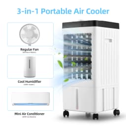 Evaporative Air Cooler 100° Oscillation Swamp Cooler with Remote Control / 2 Ice Boxes / 2.11 Gal Water Tank 1-7H Timer