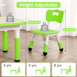 Kids Table and 4 Chairs Set, Height Adjustable Children Table and Chair Set ,Graffiti Top & Non-Slip Legs for Classroom & Home