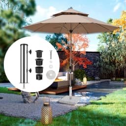 Umbrella Stand Tube Pole Holder Heavy Duty Umbrella Mount Marble Flag Pole Holder Steel for Lawn Outside Backyard Outdoor Beach