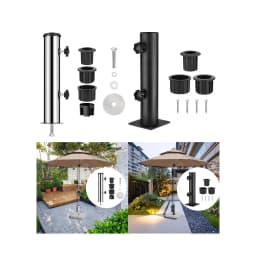 Umbrella Stand Tube Pole Holder Heavy Duty Umbrella Mount Marble Flag Pole Holder Steel for Lawn Outside Backyard Outdoor Beach