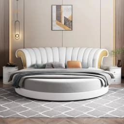 Modern Small Family Bed Round Minimalist Design Double Confortable Bed Wedding Fashionable Light Luxury Muebles Home Furniture