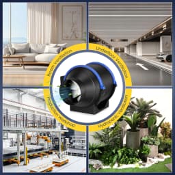 4/6 inch Inline Pipe Fan Duct Fan 100/150mm Variable Speed Air Ventilation Extractor Duct Fan for Kitchen,Bathroom,Toilet,Wall