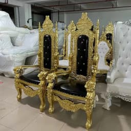 2pcs King Throne Chair High Back Royal Luxury Chair For Groom And Bride High Grade Hotel Furniture Throne Chair