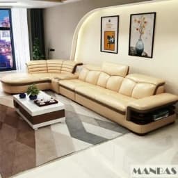 Luxury L-Shaped Genuine Leather Sectional Sofa Sets with USB, Bluetooth Speaker - Linlamlim Living Room Italian Leather Couches