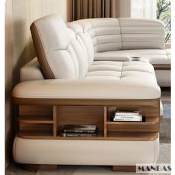 Luxury L-Shaped Genuine Leather Sectional Sofa Sets with USB, Bluetooth Speaker - Linlamlim Living Room Italian Leather Couches