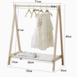 Solid Wood Floor Standing Clothes Hanger Simple Clothes Hanger Coat Drying Rack Stand Small in Kindergarten Performance Area