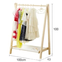 Solid Wood Floor Standing Clothes Hanger Simple Clothes Hanger Coat Drying Rack Stand Small in Kindergarten Performance Area