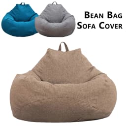Adults Children Bean Bag Cover Large Lazy Sofa Chair Cover without Filler Cotton Linen Beanbag Chair Seat Ottoman Puff Sac