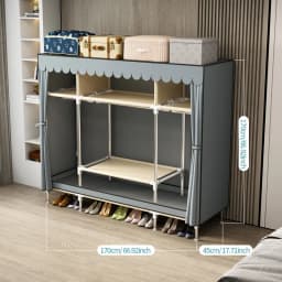 Waterproof Double Rod Non - Woven Storage: Durable, Minimalist Fabric Wardrobe with Ample Space & High Practicality