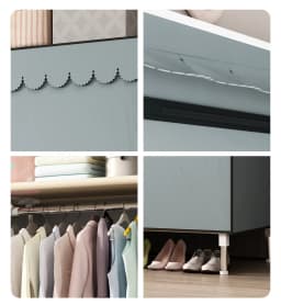 Waterproof Double Rod Non - Woven Storage: Durable, Minimalist Fabric Wardrobe with Ample Space & High Practicality
