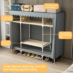 Waterproof Double Rod Non - Woven Storage: Durable, Minimalist Fabric Wardrobe with Ample Space & High Practicality