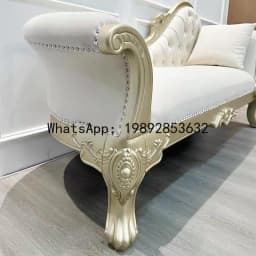 HYS solid wood carving flower living room princess chair French bedroom bedside couch leisure fabric recliner sofa