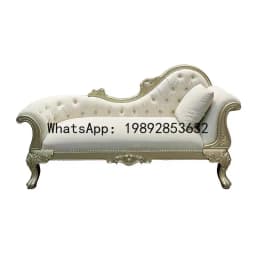 HYS solid wood carving flower living room princess chair French bedroom bedside couch leisure fabric recliner sofa