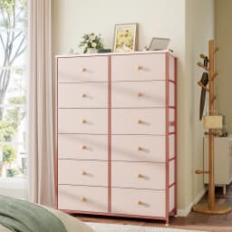 EnHomee Dresser With 12 Drawers, Tall Dressers For Bedroom With Wood Top Metal Frame, Chest Of Drawers For Living Room, Closets,