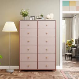 EnHomee Dresser With 12 Drawers, Tall Dressers For Bedroom With Wood Top Metal Frame, Chest Of Drawers For Living Room, Closets,