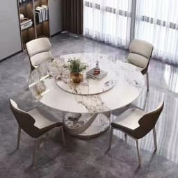 Italian light luxury rock slab dining table and chair combination Tables round table modern simple household rock slab dining ta