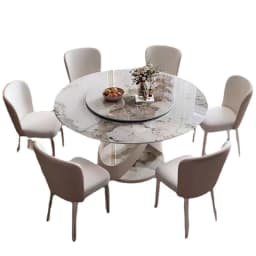 Italian light luxury rock slab dining table and chair combination Tables round table modern simple household rock slab dining ta