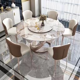Italian light luxury rock slab dining table and chair combination Tables round table modern simple household rock slab dining ta