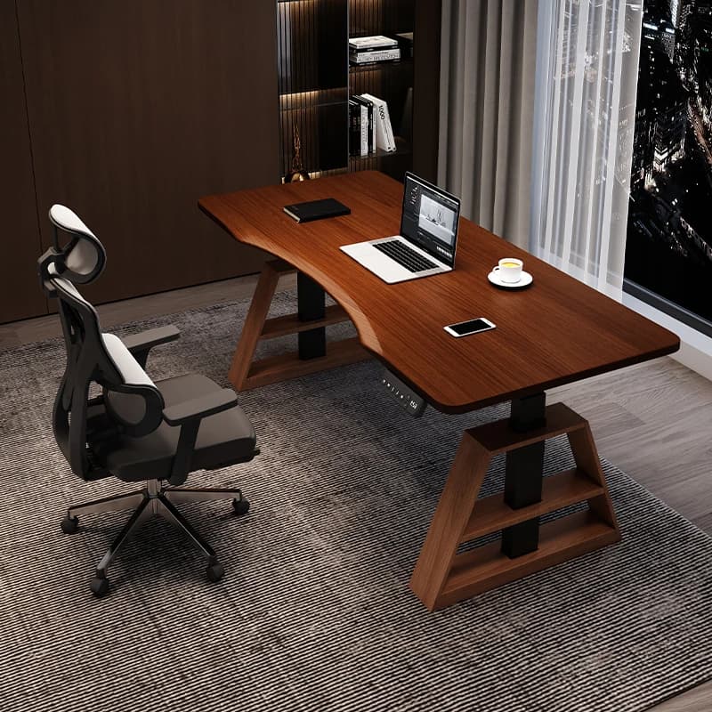 Nordic Creative L-shaped Writing Desk Modern Minimalist Executive Lift Computer Desk Solid Wood Electric Office Furniture FYCD