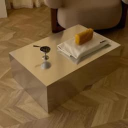 AG-Moder Art Deco Stainless Steel Rectangle Side Table for Living Room Home Decor@