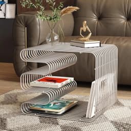 Modern Minimalist Metal Shelf - Versatile Wall/Floor Organizer for Coffee Table, Sofa Side, or Bedside Storage