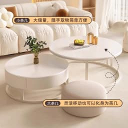 Light Luxury Simple Round Small Apartment Coffee Table Living Room Household Rock Slab Coffee Table Round Rock Slab Tea Table