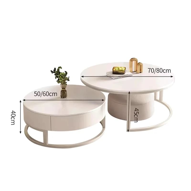 Light Luxury Simple Round Small Apartment Coffee Table Living Room Household Rock Slab Coffee Table Round Rock Slab Tea Table