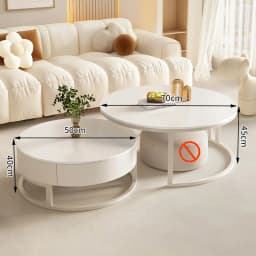 Light Luxury Simple Round Small Apartment Coffee Table Living Room Household Rock Slab Coffee Table Round Rock Slab Tea Table