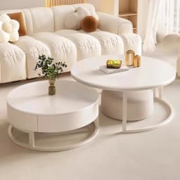 Light Luxury Simple Round Small Apartment Coffee Table Living Room Household Rock Slab Coffee Table Round Rock Slab Tea Table