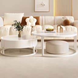 Light Luxury Simple Round Small Apartment Coffee Table Living Room Household Rock Slab Coffee Table Round Rock Slab Tea Table