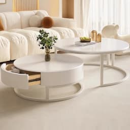 Light Luxury Simple Round Small Apartment Coffee Table Living Room Household Rock Slab Coffee Table Round Rock Slab Tea Table