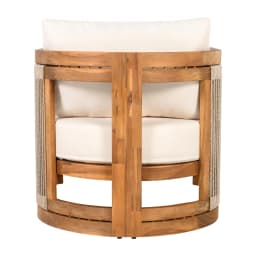 Acacia Wood Outdoor Club Chair Woven Rope Accent Comfy Patio Reading Seat with Removable Cushion Beige Teak,Customized