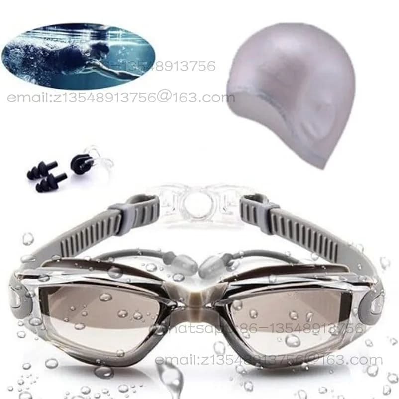 Swimming Goggles New One-piece Earplugs Waterproof and Anti-fog Swimming Goggles Swimming Cap Ear Protector Waterproof