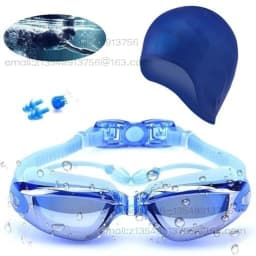 Swimming Goggles New One-piece Earplugs Waterproof and Anti-fog Swimming Goggles Swimming Cap Ear Protector Waterproof