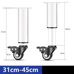 2Pcs Metal Adjustable Furniture Legs with 1.5 inch Swivel Caster Wheels for Cabinet/Sofa/Bed/Dresser/Couch/Coffee Table