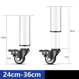 2Pcs Metal Adjustable Furniture Legs with 1.5 inch Swivel Caster Wheels for Cabinet/Sofa/Bed/Dresser/Couch/Coffee Table