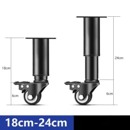 2Pcs Metal Adjustable Furniture Legs with 1.5 inch Swivel Caster Wheels for Cabinet/Sofa/Bed/Dresser/Couch/Coffee Table