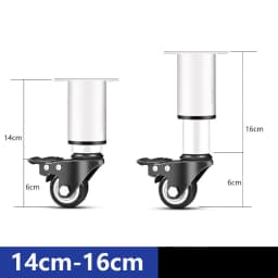 2Pcs Metal Adjustable Furniture Legs with 1.5 inch Swivel Caster Wheels for Cabinet/Sofa/Bed/Dresser/Couch/Coffee Table