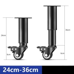 2Pcs Metal Adjustable Furniture Legs with 1.5 inch Swivel Caster Wheels for Cabinet/Sofa/Bed/Dresser/Couch/Coffee Table