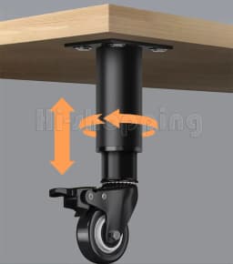 2Pcs Metal Adjustable Furniture Legs with 1.5 inch Swivel Caster Wheels for Cabinet/Sofa/Bed/Dresser/Couch/Coffee Table