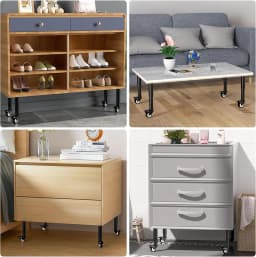 2Pcs Metal Adjustable Furniture Legs with 1.5 inch Swivel Caster Wheels for Cabinet/Sofa/Bed/Dresser/Couch/Coffee Table